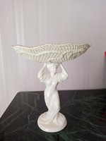 Amadeus jelzéssel magyar  kézműves  porcelán - fajansz talpas kínáló tál  / asztalközép