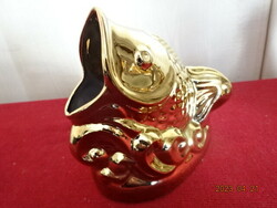 Romanian porcelain figurine, gilded fish, height 12 cm. Jokai.