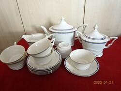 Epiag Czechoslovak porcelain, antique tea set, elf ears, with blue and gold stripes. Jokai.