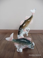 Régi ENS porcelán pisztráng halak