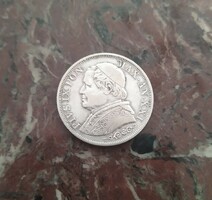Vatican silver 1 lira 1866 r