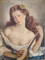 Miklós Bánovszky (1895-1995): lady with mandolin