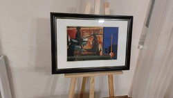 (K) Joseph Kádár (Le K'dar) egyedi kollázsképe.66x48 cm kerettel absztrakt