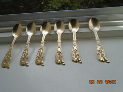 6 pcs of gold stainless steel spoons with Japanese embossed pattern