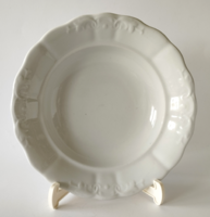 Old white Zsolnay deep plate with inda pattern