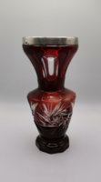 Crystal vase with silver rim (16 cm)