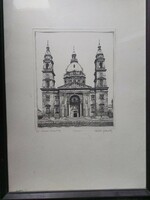 Gabriella Molnár etching: Saint Stephen's Basilica