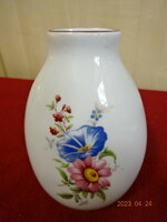 Aquincum porcelain vase, flower pattern, height 10 cm. Jokai.