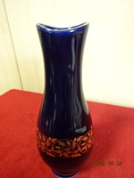 Holóháza porcelain vase, cobalt blue with gold pattern. Jokai.