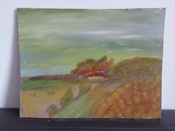 Unsigned painting - the artist is on a certain canvas ... Maybe - farm with field - 465