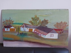 Unsigned painting - the artist is a certain Kalman - houses - large picture - 475