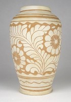 1M767 old large marked white corundum ceramic vase 21.5 Cm