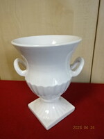 Antique glazed ceramic vase, white, height 20.5 cm. Jokai.