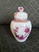ANTIK Herendi indiai virágkosár mintás teafű, dohány tároló porcelán