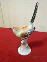 Drasche porcelán figura, kézzel festett madár a faágon, magassága 14 cm.  Jókai.