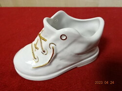 Aquincum porcelain shoe with laces, length 11 cm. Jokai.