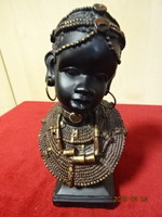 African child's head with jewelry, height 18 cm. Jokai.