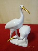 Ravenclaw porcelain figure, pair of herons with golden beaks, height 12.5 cm. Jokai.