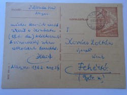 D195014 Régi  díjjegyes levelezőlap  - NAGYAR 1962  -Fehértó  (Győr vm)