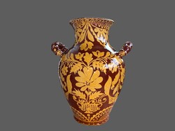 Ceramic two-eared bird vase from Hódmezővásárhely, damaged, glued, 33 cm.