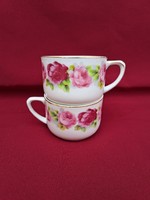 Gyönyörű 2 db hibátlan rózsás teáscsészék  teáscsésze  csésze virágos bögre bögrék