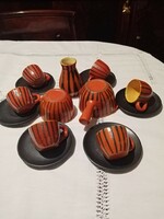 15 Pcs retro Zalai - lake head - striped ceramic coffee set - cup + base, vase, sugar holder, spout