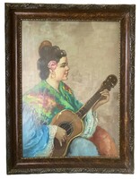 Jánossy Ferenc (1926-1983) olajfestmény festmény korhű keretben