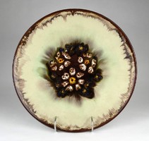 1M896 marked applied art beige-brown ceramic bowl wall bowl 30.5 Cm