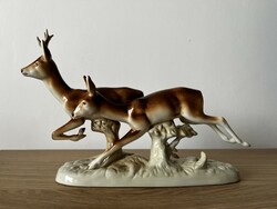 Royal dux deer couple porcelain