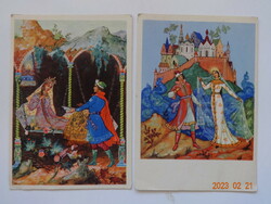 Két régi orosz grafikus képeslap együtt - Puskin meséi alapján -  sahonora felhasználónak