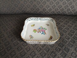 Beautiful Herend, square bowl, centerpiece, Victoria, Victoria pattern
