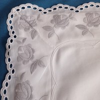 Pure cotton pillowcase with embroidered border, 80 x 60 cm