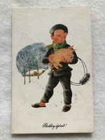 Old New Year's picture postcard - drawing by Miklós Gyóry -5.