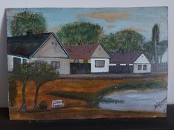 Unsigned painting - the artist may be a certain artist - lakeside street row - 488