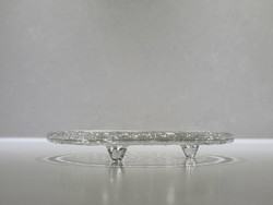 Scandinavian ice glass candle holder on small legs - 15 cm