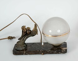 Art deco stílusú asztali lámpa madár figurákkal