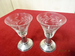 Liquor glass with a silver-plated base, two pieces. Jokai.