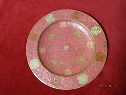 Indian copper wall decoration, colored, diameter 22.5 cm. Jokai.
