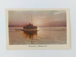 Old postcard photo postcard Balaton ship