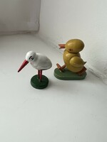Old German handmade wooden Christmas tree decoration or Easter decoration duck and stork