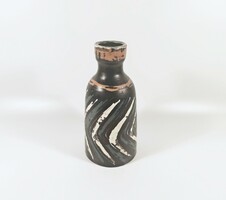 Gorka livia, retro 1950 black ceramic vase with an abstract pattern, flawless! (G008)