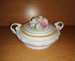 Régi Porfin Cluj- Napoca rózsás porcelán bonbonier, cukortartó