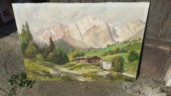 Josef kugler oil on canvas painting alpine landscape