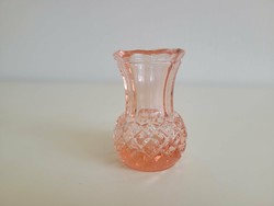 Régi üveg kis váza rózsaszín 8 cm