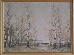 József Csillag landscape with birch trees
