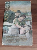 Antique romantic postcard, with a poem, postage clean