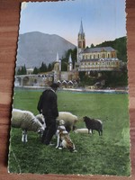 Francia képeslap, Lourdes, Bazilika, 1953-ból