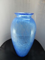 Gyönyörű,hibátlan,kobaltkék karcagi - berekfürdői fátyolüveg váza. Nagy méretű 30 cm.
