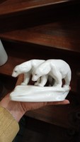 Zsolnay porcelain, polar bears, painted statue, size 16 cm.