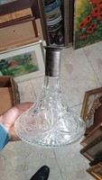 Wine crystal glass with silver top, excellent, height 26 cm.